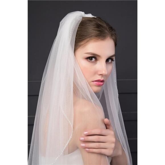 Women\'s Short 2 Tier Wedding Bridal Veil With Comb L24 main image 4